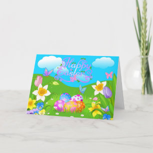 Happy Easter Holiday Bunny Floral Holiday Cards