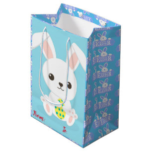 Happy Easter Holiday Bunny Floral Medium Gift Bag