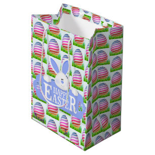 Happy Easter Holiday Bunny Floral Medium Gift Bag