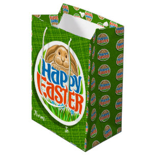 Happy Easter Holiday Bunny Floral Medium Gift Bag