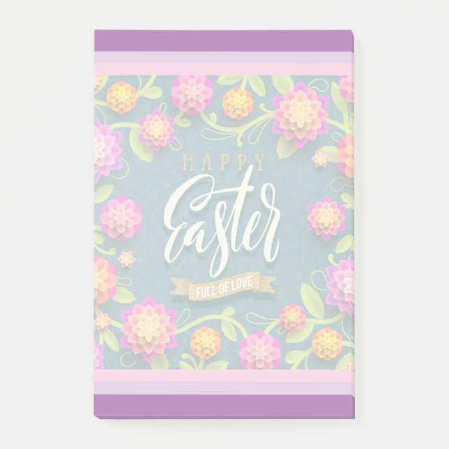 Happy Easter Holiday Bunny Floral Post-it Notes (Front)