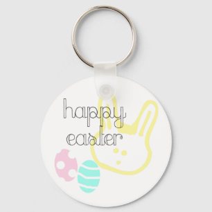happy easter holiday pastel eggs bunny key ring