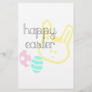 happy easter holiday pastel eggs bunny stationery