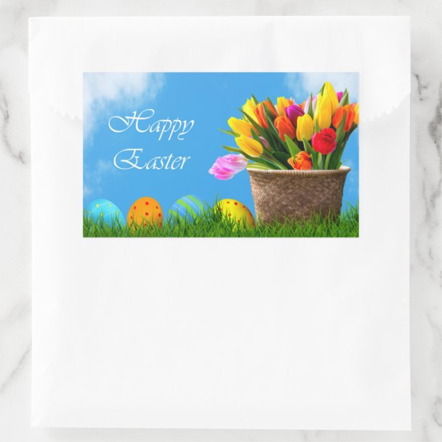 Happy Easter Holiday Rectangular Sticker (Bag)