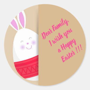 Happy Easter Holiday Trendy Bunny Floral Classic Round Sticker