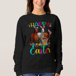 Happy Easter Horse Three Horse Wearing Bunny Ear Sweatshirt