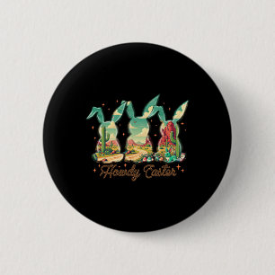 Happy Easter Howdy Easter Egg Bunny Rabbit Cowgirl 6 Cm Round Badge
