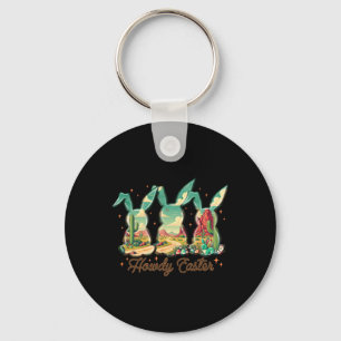 Happy Easter Howdy Easter Egg Bunny Rabbit Cowgirl Key Ring