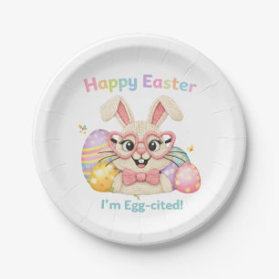 Happy Easter I'm Egg-cited Bunny Paper Plate