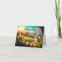 Happy Easter in a Spring Landscape