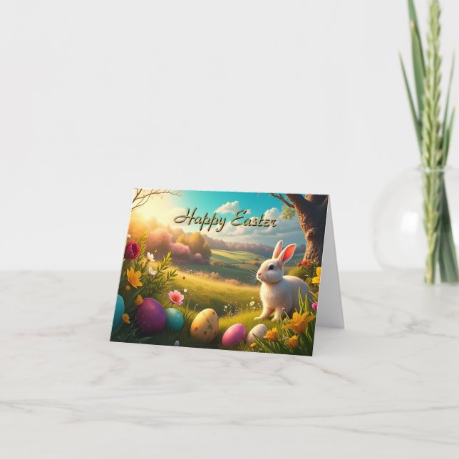 Happy Easter in a Spring Landscape Card (Front)