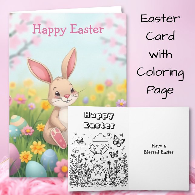 Happy Easter | Inside Colouring Page Card (Creator Uploaded)