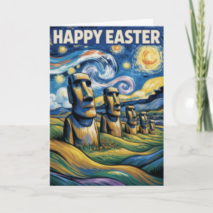 Happy Easter Island Moai Greeting Card