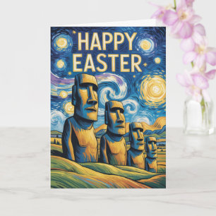 Happy Easter Island Moai Photo Greeting Card