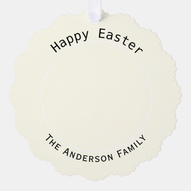 Happy Easter Ivory Photo Decoration Tree Decoration Card (Front)