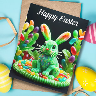 Happy Easter Jelly Bean Rabbit Holiday Card