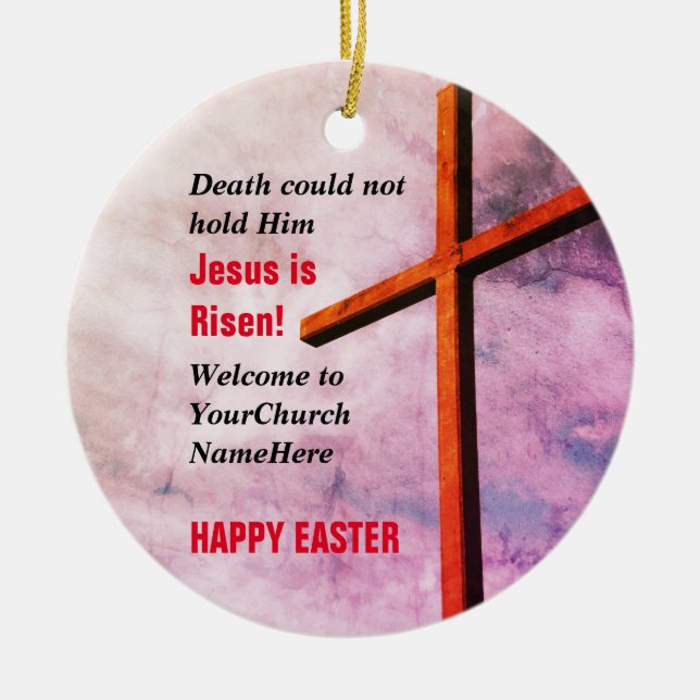 HAPPY EASTER | Jesus is Risen Ceramic Ornament (Front)