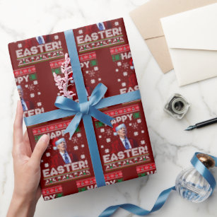 Happy Easter Joe Biden Confused Christmas Wrapping Paper