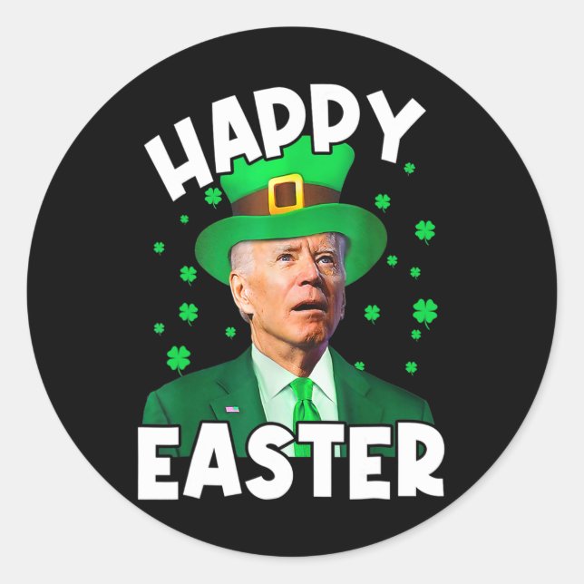 Happy Easter Joe Biden St Patricks Day Leprechaun  Classic Round Sticker (Front)