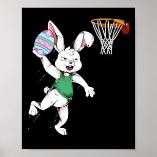 Happy Easter Kids Boys Bunny Dunk Bysketbyll Easte Poster