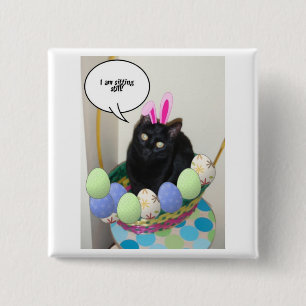 Happy Easter Kitty 15 Cm Square Badge