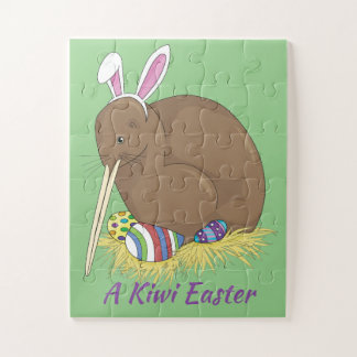 Happy Easter Kiwi with Easter Eggs Jigsaw Puzzle