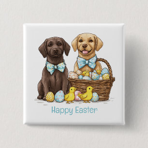 Happy Easter Labrador Retriever Dogs 15 Cm Square Badge