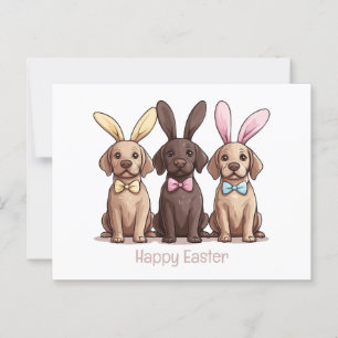 Happy Easter Labrador Retriever Dogs Bunny Ears Postcard