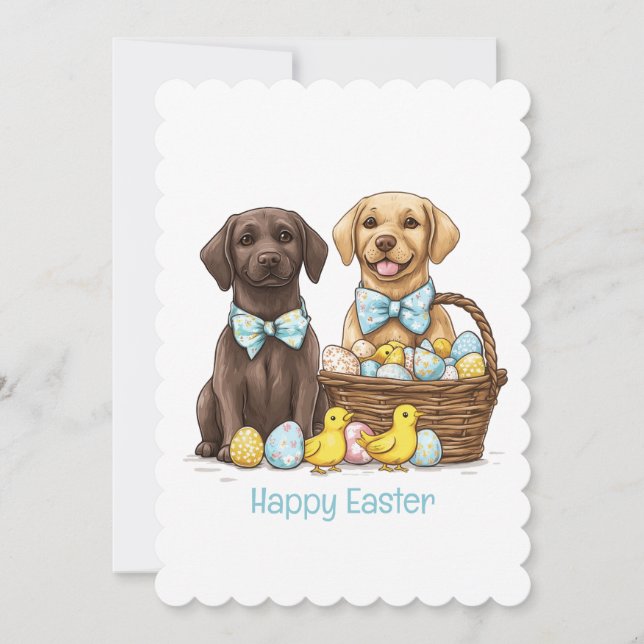 Happy Easter Labrador Retriever Dogs Holiday Card (Front)