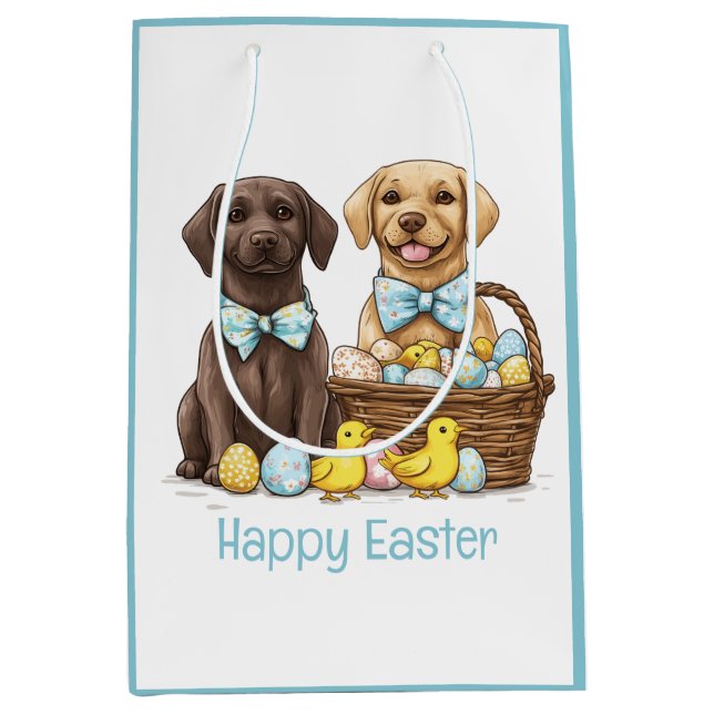 Happy Easter Labrador Retriever Dogs Medium Gift Bag (Front)