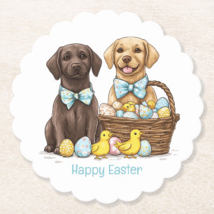 Happy Easter Labrador Retriever Dogs Paper Coaster