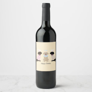 Happy Easter Labrador Retriever Dogs Wine Label