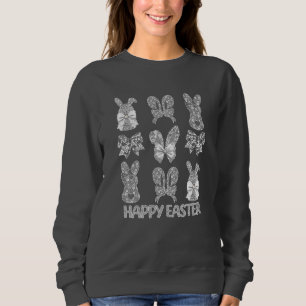 Happy Easter Lace Bunny Lace Ears Lace Bow Sweatshirt