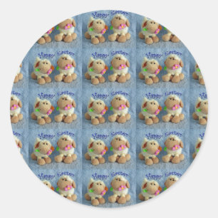 Happy Easter Lambs Classic Round Sticker