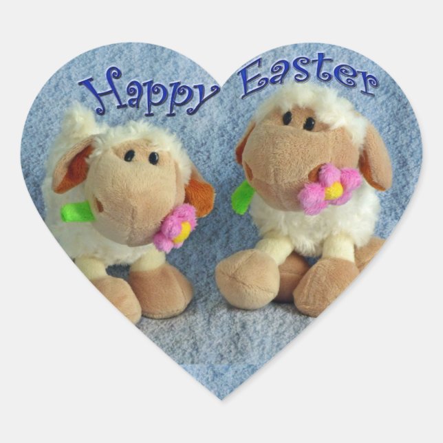 Happy Easter Lambs Heart Sticker (Front)