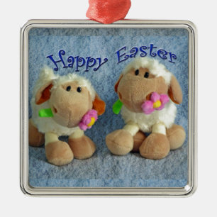 Happy Easter Lambs Metal Tree Decoration