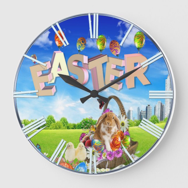 Happy Easter Large Clock (Front)