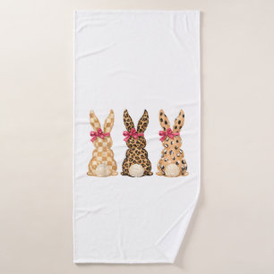 Happy Easter Leopard Bunny Coquette Bow Girl Women Bath Towel