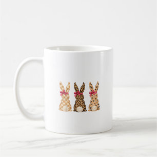 Happy Easter Leopard Bunny Coquette Bow Girl Women Coffee Mug