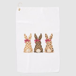 Happy Easter Leopard Bunny Coquette Bow Girl Women Golf Towel