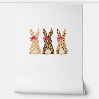Happy Easter Leopard Bunny Coquette Bow Girl Women Wallpaper