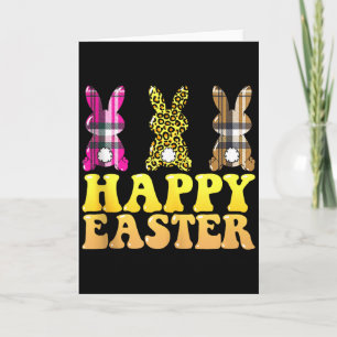 Happy Easter Leopard Plaid Rabbit Bunny Women Men Card