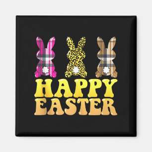 Happy Easter Leopard Plaid Rabbit Bunny Women Men Magnet