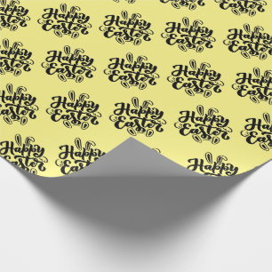 Happy Easter Lettering with Bunny Ears  Wrapping Paper