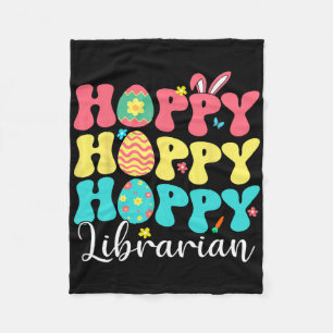 Happy Easter Librarian Colourful Bunny Job Team Hu Fleece Blanket