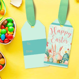 Happy Easter light green watercolor Gift Tags