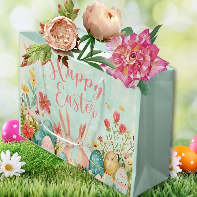 Happy Easter light green watercolor Large Gift Bag (Happy Easter light green watercolor Large Gift Bag)