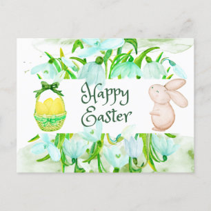 Happy Easter Lily of the Valley Flowers  Postcard