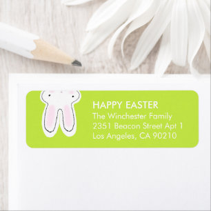 Happy Easter lime green cute funny bunny address Return Address Label