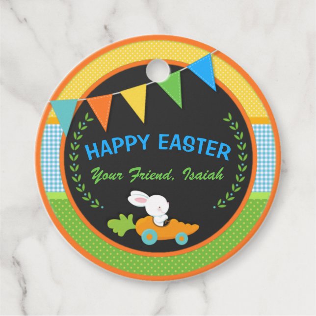 Happy Easter Little Bunny and Carrot Favour tag (Front)